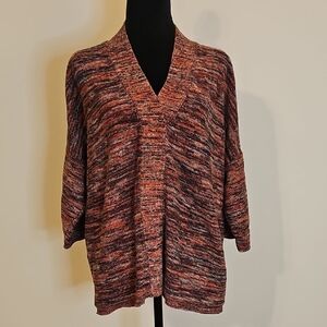 J. Jill Pure Jill Women's Campari Marled Knit V-Neck Kimono Sweater